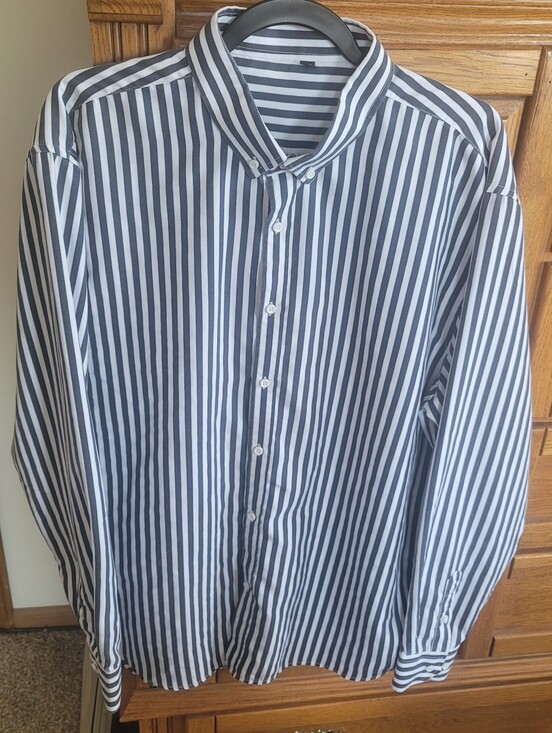 Other - Men's Blue and White Vertical Stripe Dress Shirt / Button Down Collar
